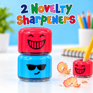 Novelty Pencil Sharpeners – 2-Pack Character Face Designs