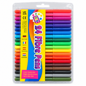 Fibre Tip Pens – 24-Pack Assorted Colouring Pens