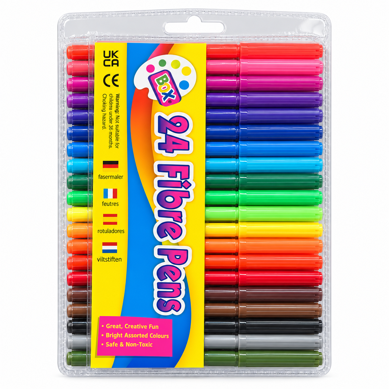 WFUK-126-01.png Fibre Tip Pens – 24-Pack Assorted Colouring Pens