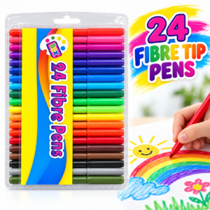 Fibre Tip Pens – 24-Pack Assorted Colouring Pens