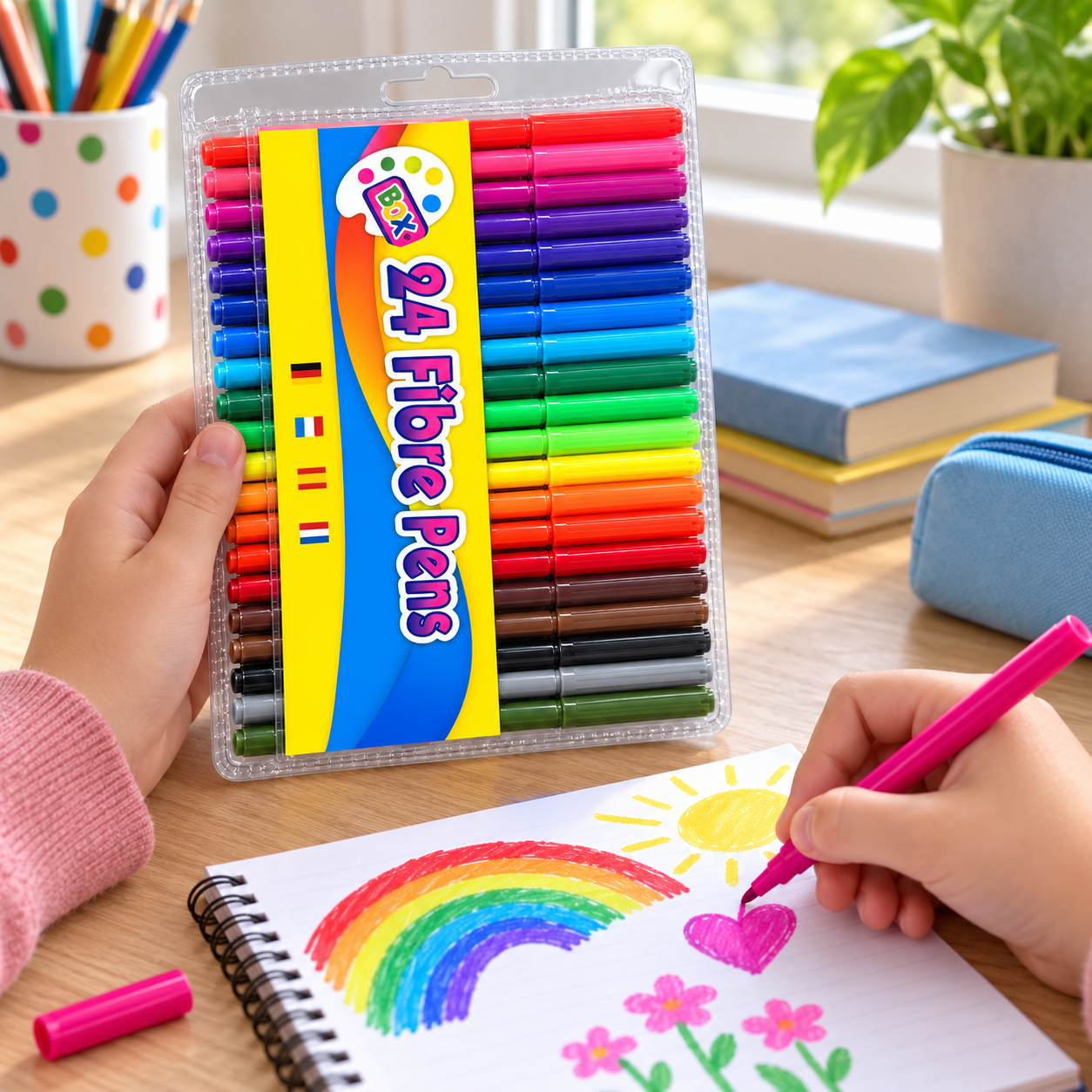WFUK-126-04.png Fibre Tip Pens – 24-Pack Assorted Colouring Pens