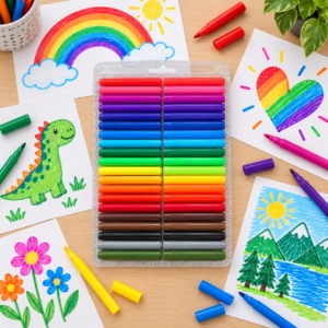 Fibre Tip Pens – 24-Pack Assorted Colouring Pens