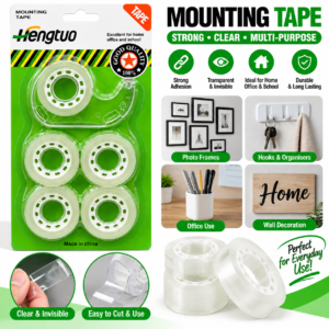 Clear Mounting Tape – 6-Roll Reusable Double-Sided Tape Set