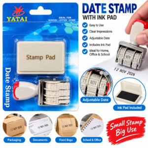 Date Stamp & Ink Pad Set – Adjustable Rolling Date Stamper