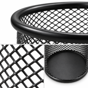 Black Mesh Desk Pen Cup – Round Metal Desk Organiser