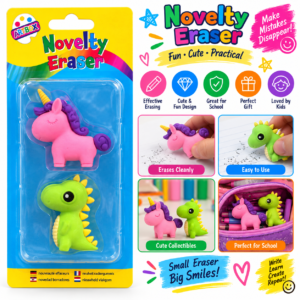 Novelty Animal Eraser – Assorted Unicorn or Dinosaur Design