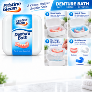 Denture Bath with Rinsing Basket – Lidded Denture Cleaning Container