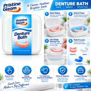 Denture Bath with Rinsing Basket – Lidded Denture Cleaning Container
