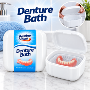 Denture Bath with Rinsing Basket – Lidded Denture Cleaning Container