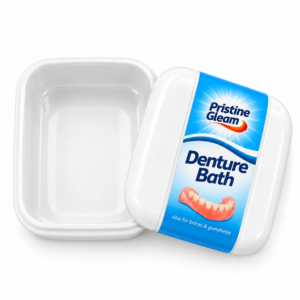 Denture Bath with Rinsing Basket – Lidded Denture Cleaning Container