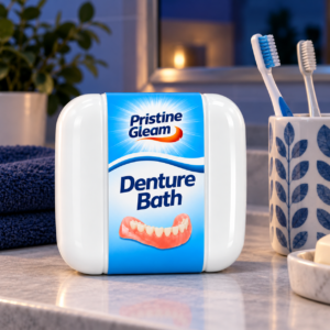 Denture Bath with Rinsing Basket – Lidded Denture Cleaning Container