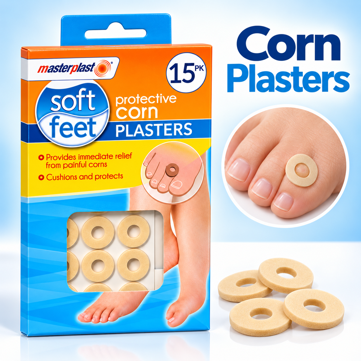 WFUK-133-03.png Protective Corn Plasters – 15-Pack Cushioned Foot Pads