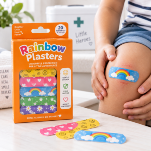 Rainbow Plasters – 40-Pack Colourful Everyday Adhesive Plasters