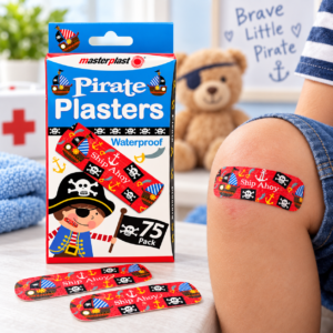 Pirate Plasters – 75-Pack Kids Character Adhesive Plasters