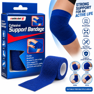 Cohesive Support Bandage – Blue Self-Adhering Flexible Wrap
