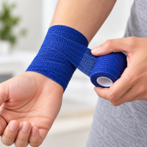 Cohesive Support Bandage – Blue Self-Adhering Flexible Wrap