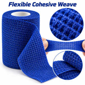Cohesive Support Bandage – Blue Self-Adhering Flexible Wrap