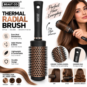 Large Thermal Radial Hair Brush – Vented Round Blow-Dry Styling Brush