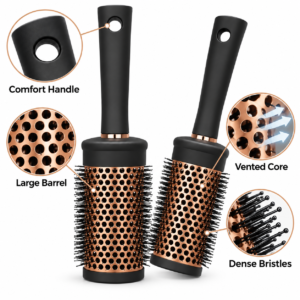 Large Thermal Radial Hair Brush – Vented Round Blow-Dry Styling Brush