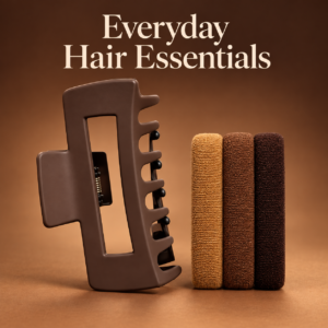 Large Claw Hair Clip & Hair Ties Set – 4-Piece Everyday Hair Accessories