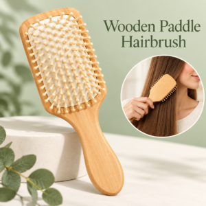 Wooden Paddle Hairbrush – Wide Detangling Brush with Ball-Tip Pins