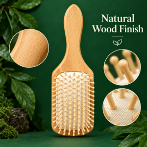 Wooden Paddle Hairbrush – Wide Detangling Brush with Ball-Tip Pins