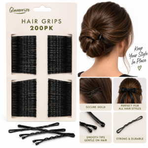 Black Bobby Pins – 200-Pack Bobby Pins for Styling & Up-Dos