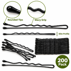 Black Bobby Pins – 200-Pack Bobby Pins for Styling & Up-Dos