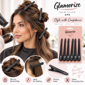 Sectioning Hair Clips – 6-Pack Strong-Grip Styling Clips