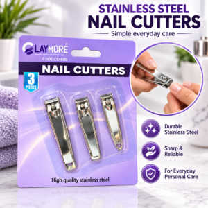 Nail Clippers Set – 3-Piece Stainless Steel Style Manicure Cutters