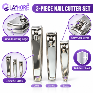Nail Clippers Set – 3-Piece Stainless Steel Style Manicure Cutters