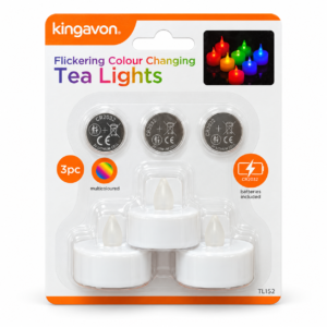 Colour-Changing LED Tea Light Candles – 3-Pack Battery Flickering Candles