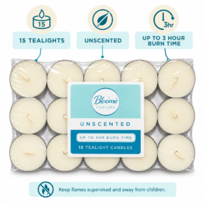 Unscented Tea Light Candles – 15-Pack Everyday Decorative Candles