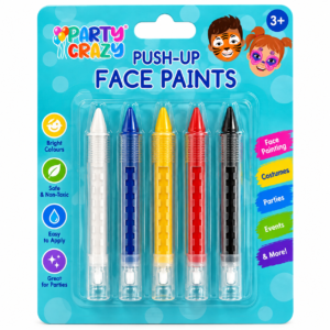 Push-Up Face Paint Crayons – 5 Bright Colours for Parties & Costumes