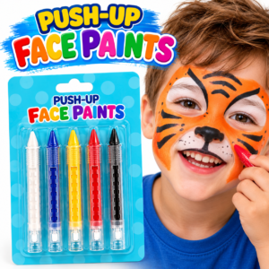 Push-Up Face Paint Crayons – 5 Bright Colours for Parties & Costumes