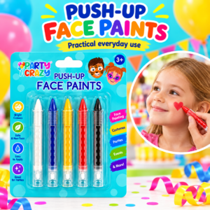 Push-Up Face Paint Crayons – 5 Bright Colours for Parties & Costumes
