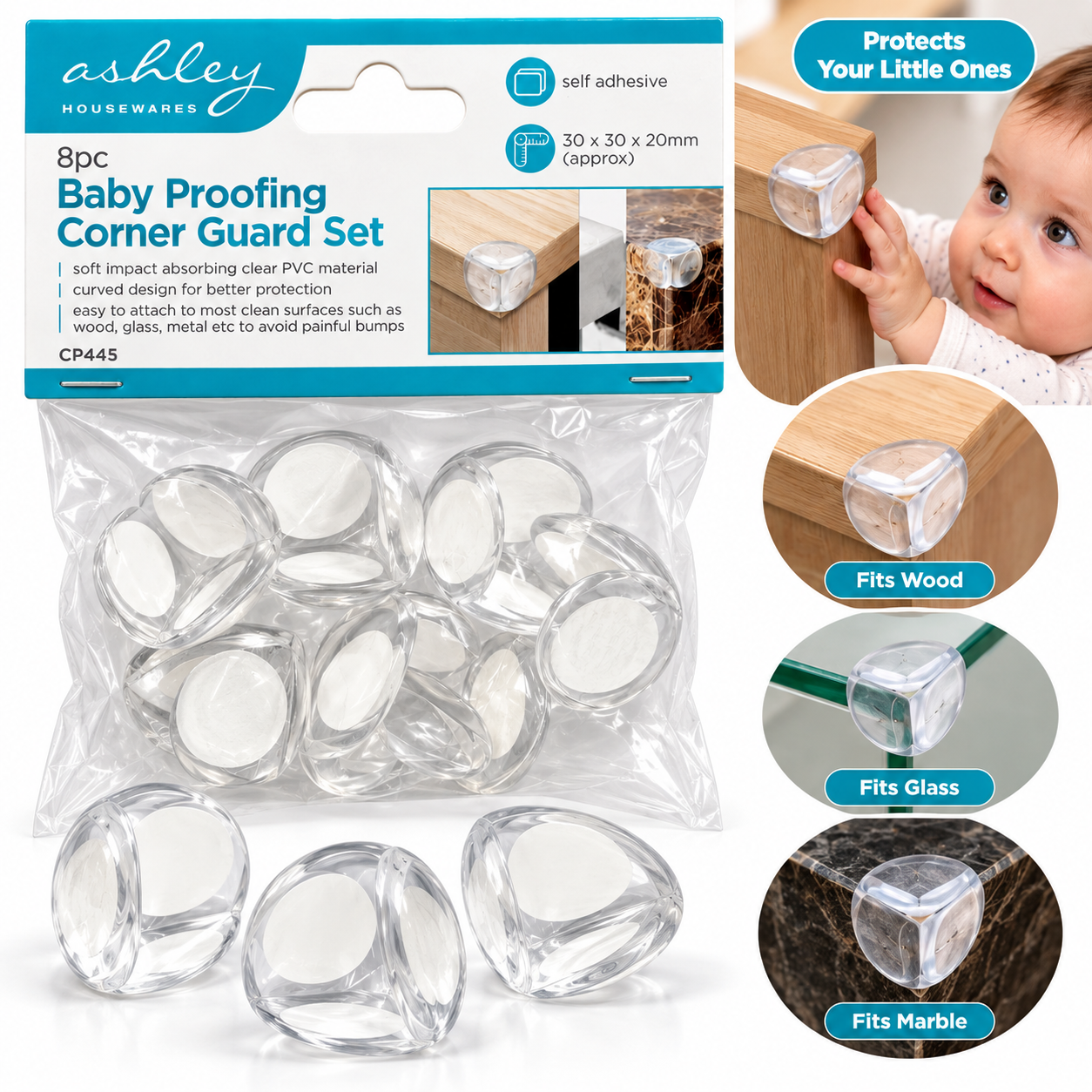 WFUK-160-02-1.png Baby Proofing Corner Guards – 8-Pack Clear Self-Adhesive Protectors