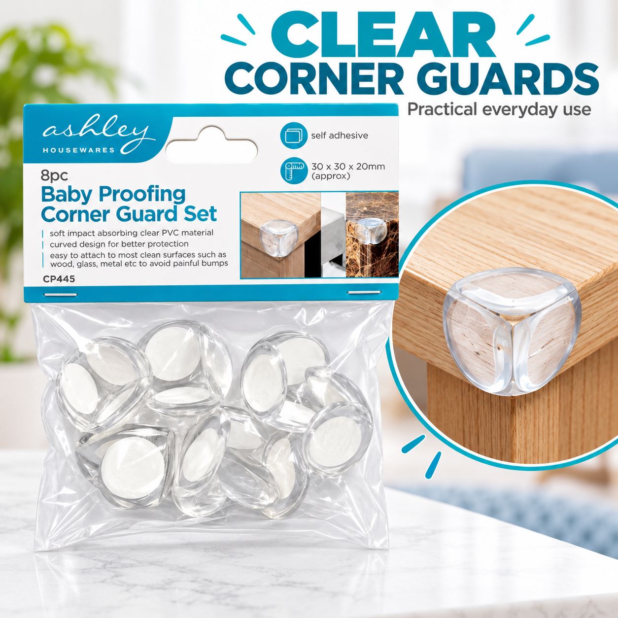 WFUK-160-04.png Baby Proofing Corner Guards – 8-Pack Clear Self-Adhesive Protectors