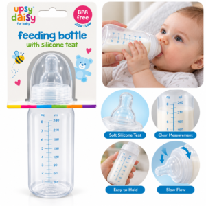 Baby Feeding Bottle – 240ml Clear Bottle with Silicone Teat