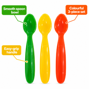 Baby Feeding Spoons – 3-Pack Colourful Easy-Grip Weaning Spoons