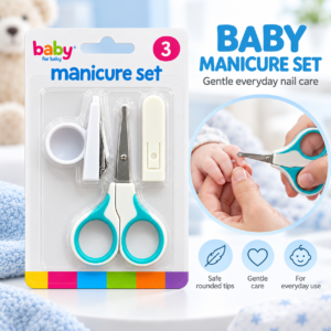 Baby Manicure Set – 3-Piece Nail Care Kit with Scissors & File