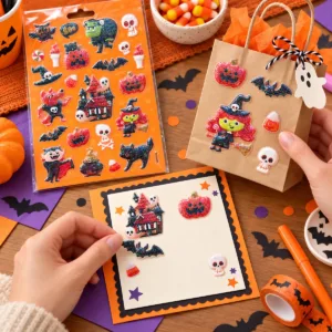 Glitter Halloween Stickers – Raised Assorted Character Sheet