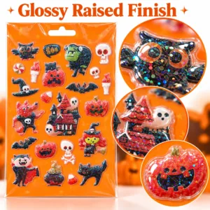 Glitter Halloween Stickers – Raised Assorted Character Sheet