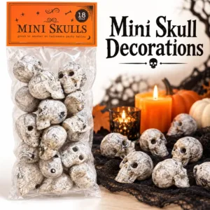 Mini Skull Decorations – 18-Piece Halloween Scatter Set