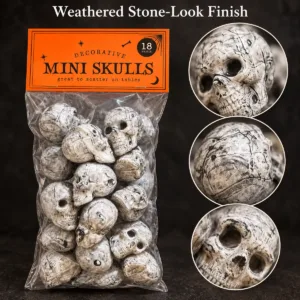 Mini Skull Decorations – 18-Piece Halloween Scatter Set