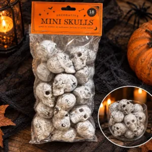 Mini Skull Decorations – 18-Piece Halloween Scatter Set