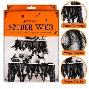 Jumbo Black Spider Web – Stretchable Halloween Party Decoration
