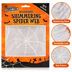 Shimmering Spider Web – White Halloween Party Decoration