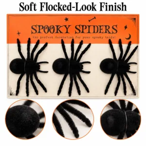 Spooky Spider Decorations – 3-Pack Black Halloween Spiders