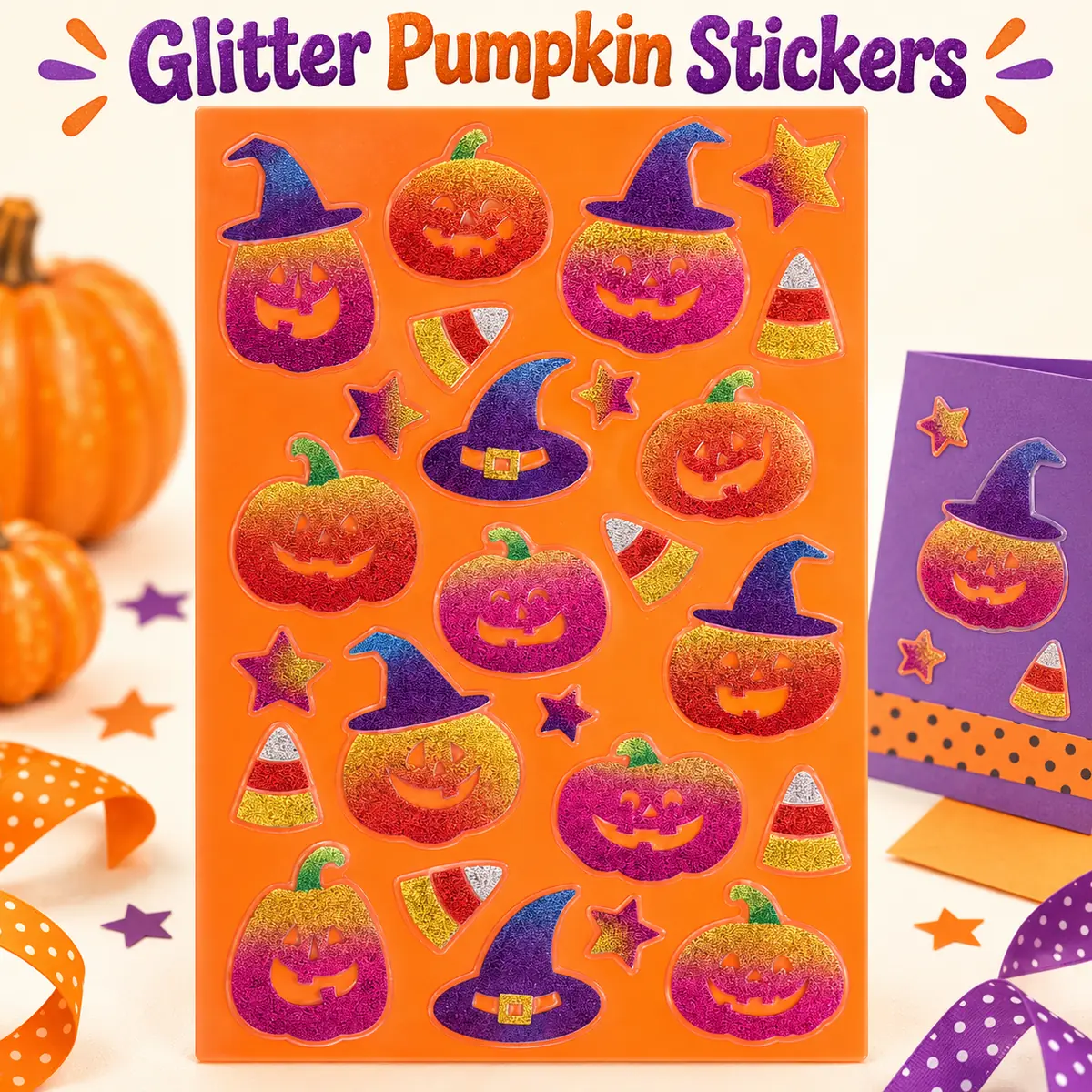 WFUK-178-01.webp Glitter Pumpkin Stickers – Raised Halloween Sticker Sheet